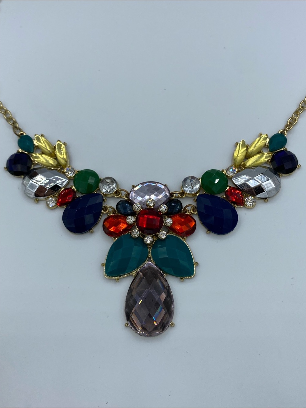 Colorful Cluster Statement Floral Bib Necklace
